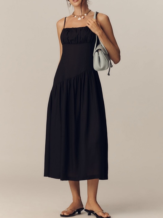 Lisa Says Gah Dresses & Skirts - Lisa Says Gah Black Square-Neck Midi Dress
